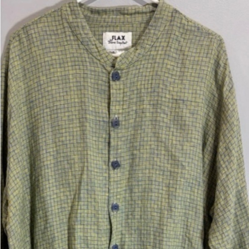 Flax Green Plaid Casual Button Down Shirt - Picture 2 of 7